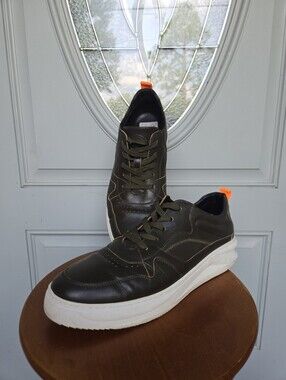 French Connection Zeke FC7220L Mens Army Leather Lifestyle Sneakers Shoes